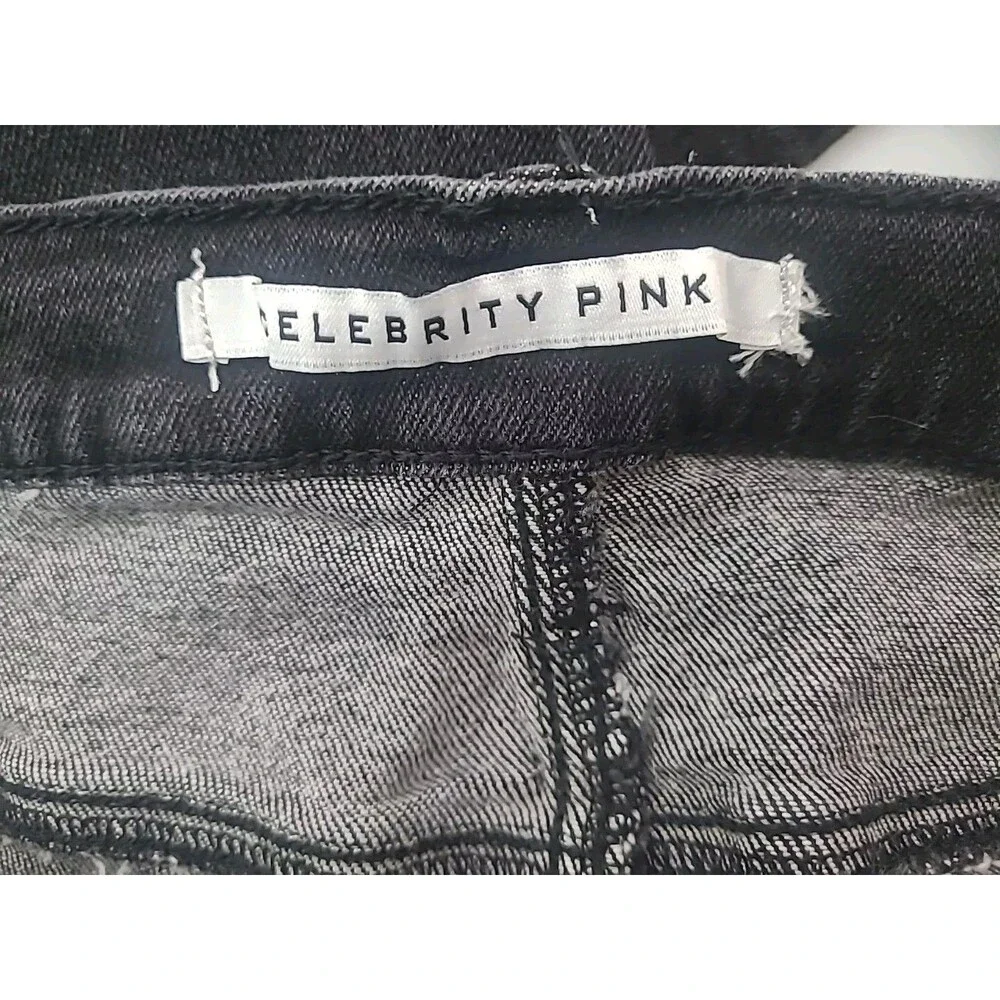 Celebrity Pink Women's Distressed Black Jeans 19/34 Raw Hem - Picture 3 of 12